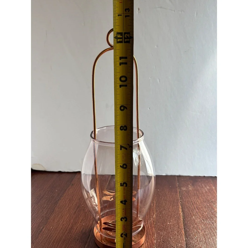 Copper Dragonfly Tea Light Candle Holder with Glass‎ Hurricane Shade Lantern 12